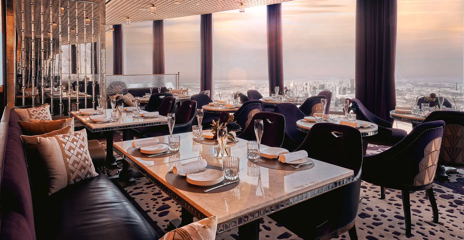 Elegant dining setup at At.mosphere Top Restaurants in Dubai