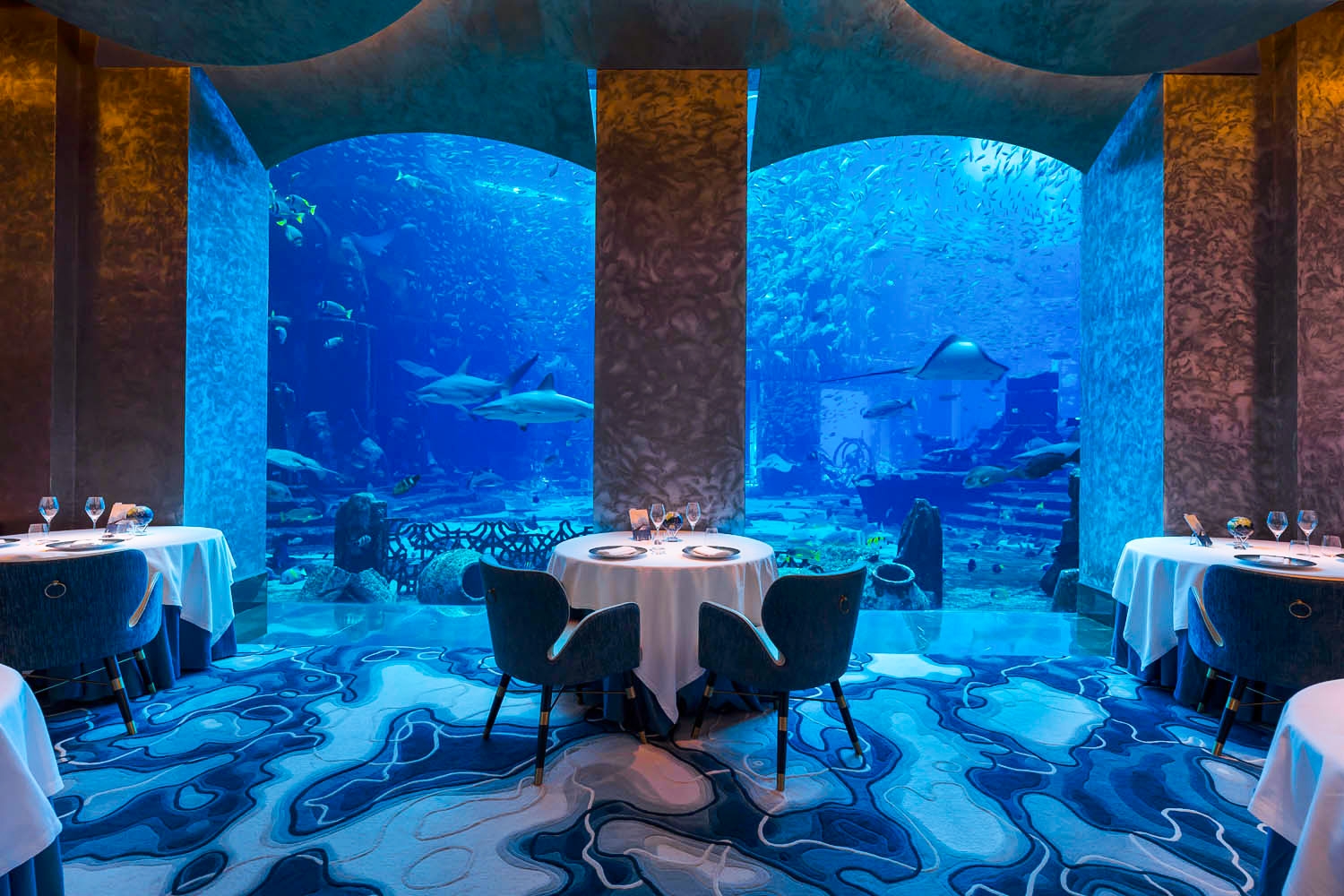 Luxurious interior of Ossiano Top Restaurants in Dubai