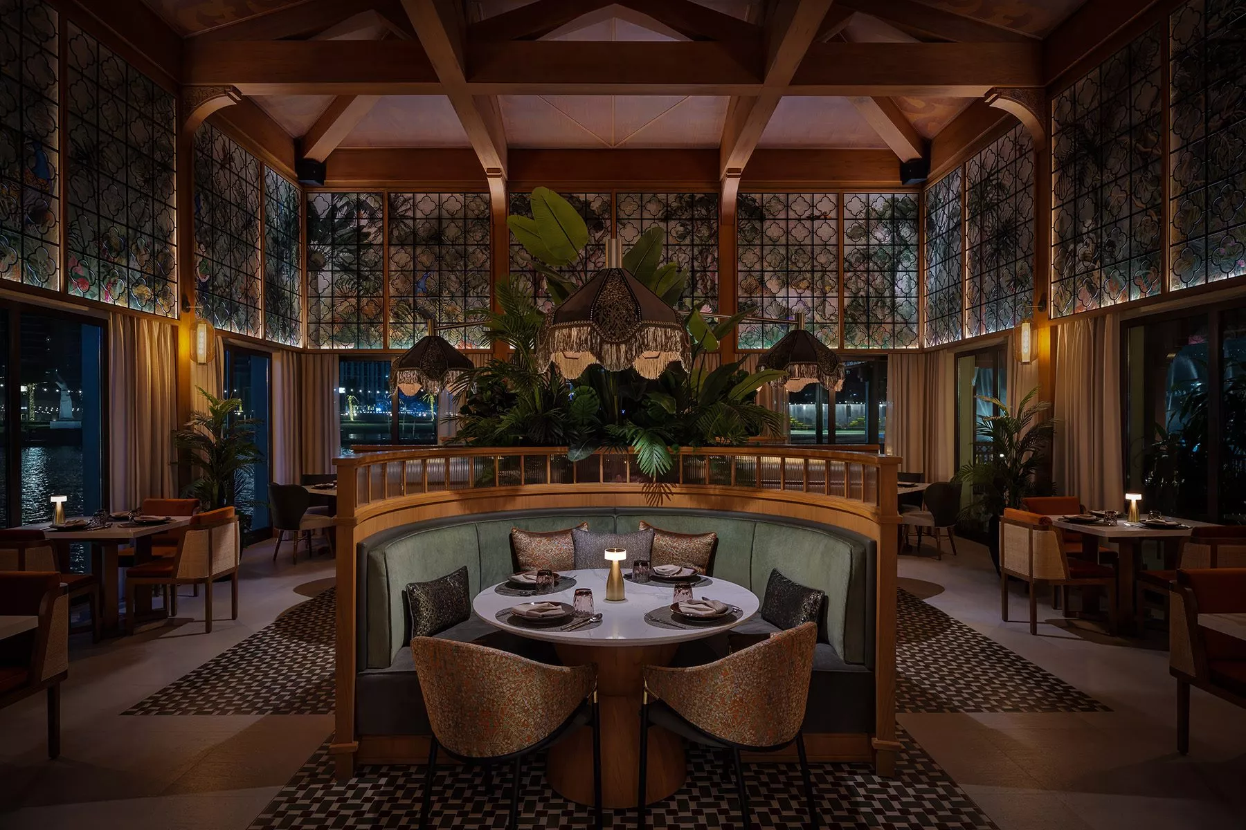 Thiptara dining area overlooking Dubai Fountain Top Restaurants in Dubai